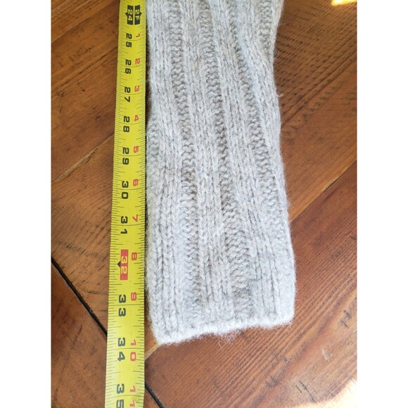 Zara Sweater Womens Medium Beige Chunky Knit Wool Blend Cropped Oversized V-Neck - Picture 12 of 12